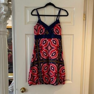 Vero Moda Red and Navy Printed Mini Dress